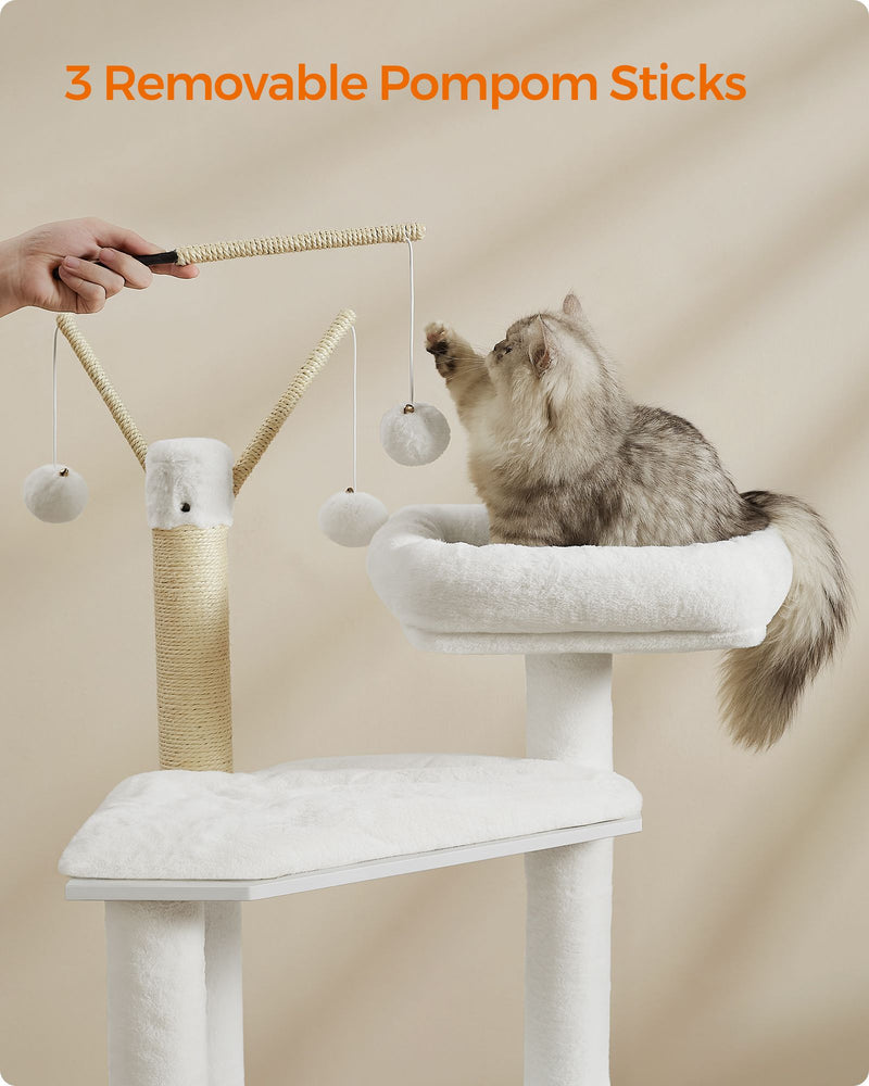 Cloud White Cat Tree with Litter Box and Scratching Posts for Indoor Cats by Feandrea
