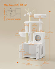 Cloud White Cat Tree with Litter Box and Scratching Posts for Indoor Cats by Feandrea