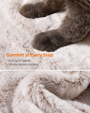 Large Cat Tree Tower For Big Cats with Ultra Soft Plush and Sturdy Design in White Brown Ombre by Feandrea