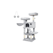 White Grey Cat Tower for Large Cats with Ultra Soft Plush and Sturdy Design by Feandrea