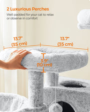 White Grey Cat Tower for Large Cats with Ultra Soft Plush and Sturdy Design by Feandrea