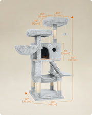 White Grey Cat Tower for Large Cats with Ultra Soft Plush and Sturdy Design by Feandrea