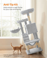 White Grey Cat Tower for Large Cats with Ultra Soft Plush and Sturdy Design by Feandrea