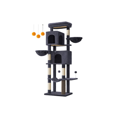Tall 175 cm Cat Tree Tower with 5 Scratching Posts in Dark Grey by Feandrea