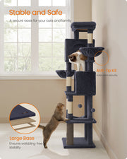 Tall 175 cm Cat Tree Tower with 5 Scratching Posts in Dark Grey by Feandrea
