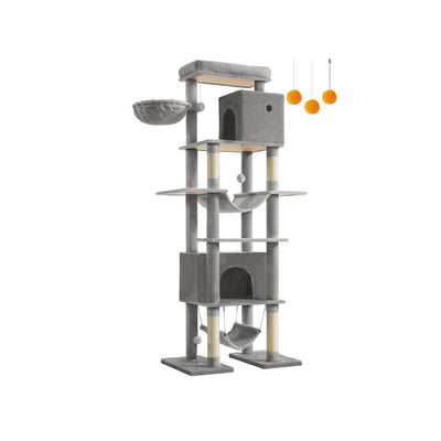 Extra Tall 201 cm XXL Cat Tree Tower with Scratching Posts for Big Cats by Feandrea, Light Grey 