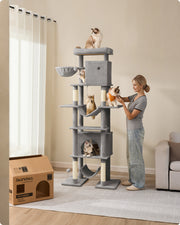 Extra Tall 201 cm XXL Cat Tree Tower with Scratching Posts for Big Cats by Feandrea, Light Grey 