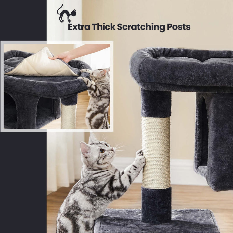 Large Cat Tree Tower with Spacious Perch and Stable Base for Indoor Cats by Feandrea