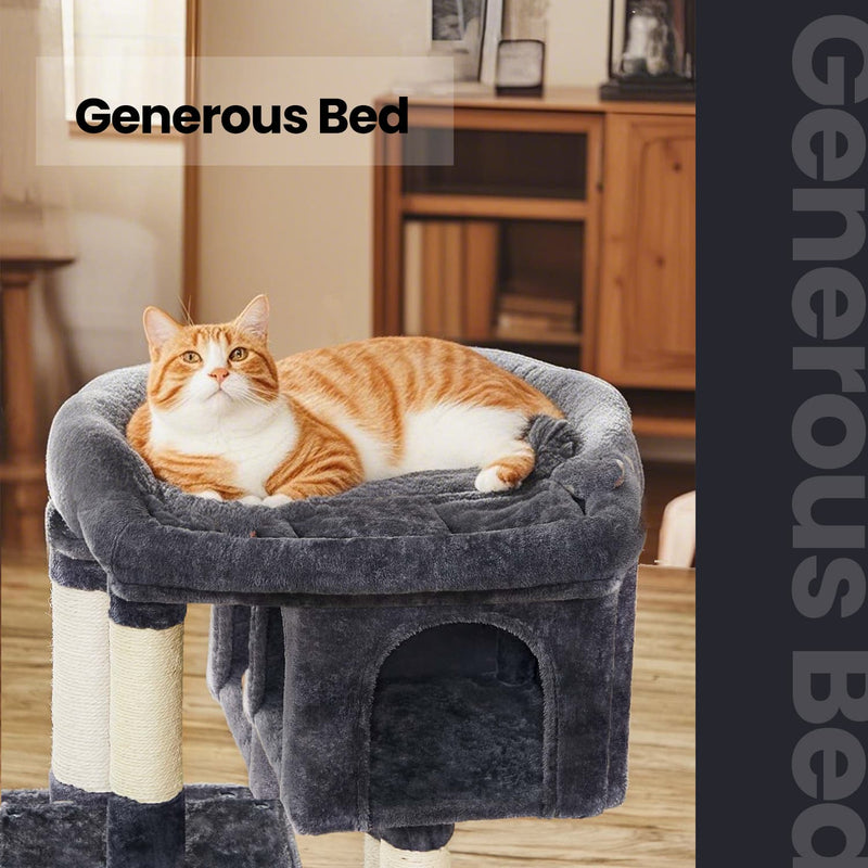 Large Cat Tree Tower with Spacious Perch and Stable Base for Indoor Cats by Feandrea