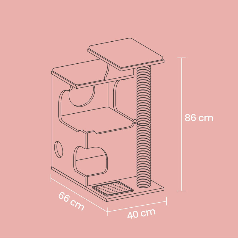 Modern Cat Tree Tower with Three Perches and Cosy Cat Cave for Indoor Cats by Feandrea