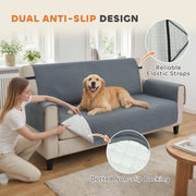 Waterproof 3 Seater Sofa Cover with Armrest Pockets for Pet and Child Protection Grey AOSOM