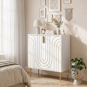 Art Deco Style Sideboard with Adjustable Shelf Ideal for Dining or Living Room White