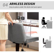 Armless Swivel Office Chair With Wide Seat And Height Adjustment For Home Use Grey