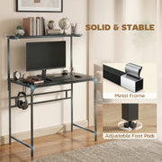 Computer Desk with Shelves and Cup Holder for Small Spaces Black AOSOM