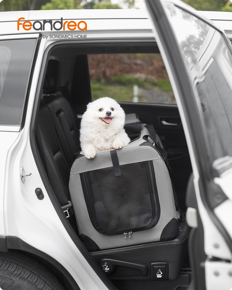 Smoke Grey Soft Sided Pet Carrier 60 x 42 x 42 cm for Travel and Vets by Feandrea