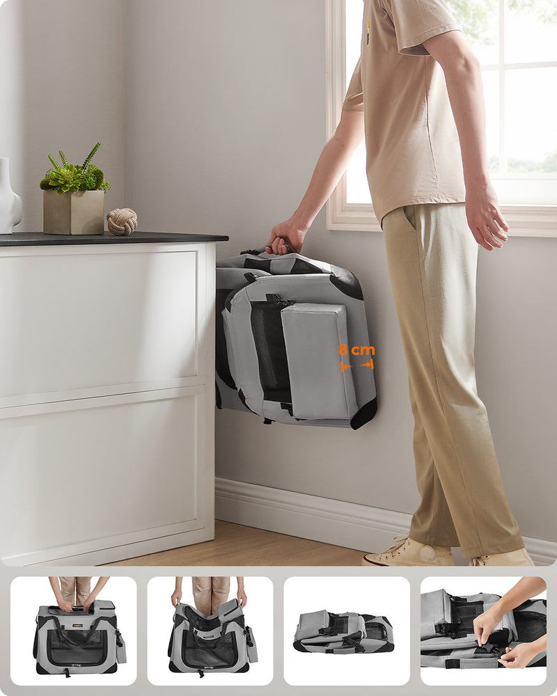 Smoke Grey Soft Sided Pet Carrier 60 x 42 x 42 cm for Travel and Vets by Feandrea