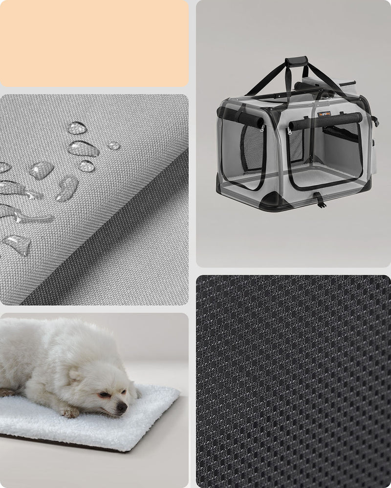 Smoke Grey Soft Sided Pet Carrier 60 x 42 x 42 cm for Travel and Vets by Feandrea