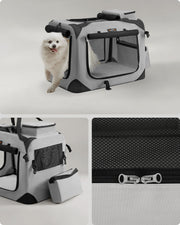 Smoke Grey Soft Sided Pet Carrier 60 x 42 x 42 cm for Travel and Vets by Feandrea