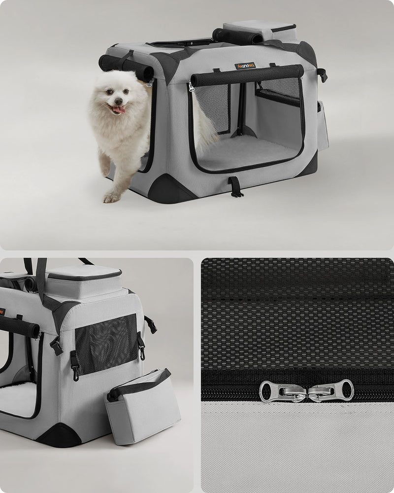 Smoke Grey Soft Sided Pet Carrier 60 x 42 x 42 cm for Travel and Vets by Feandrea