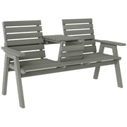 Grey Convertible 2 to 3 Seater Garden Bench Fir Wood Outdoor Seating by Outsunny