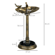 81cm Tall Vintage Style Bird Bath with Decorative Birds and Planter Base Bronze by Outsunny