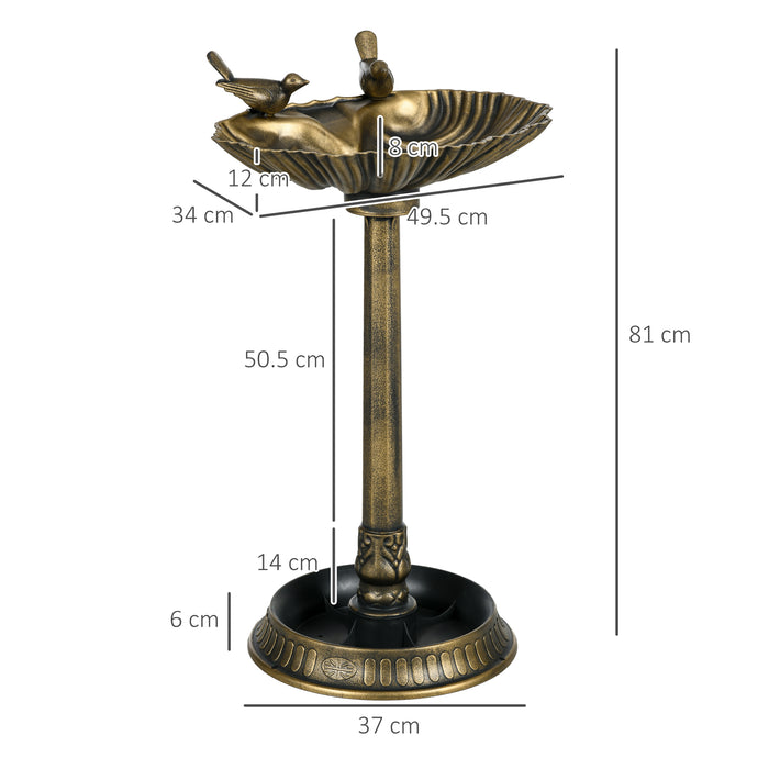81cm Tall Vintage Style Bird Bath with Decorative Birds and Planter Base Bronze by Outsunny