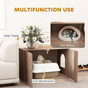 Walnut Brown Cat Litter Box Enclosure with Double Doors and Side Entrance by PawHut