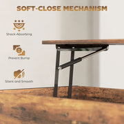 Lift Top Coffee Table With Hidden Storage Shelf For Living Room, Rustic Brown