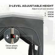 3x3m Pop Up Garden Gazebo with UPF50+ Sun Protection and Easy Setup for Outdoor Gatherings, Dark Grey Outsunny
