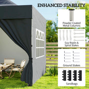 UPF50+ Pop Up Gazebo 3 x 3 m with Removable Sidewalls for Outdoor Parties and Events Outsunny
