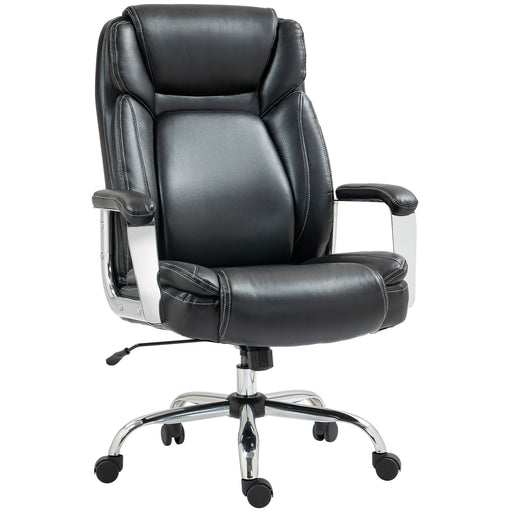 Black Ergonomic Faux Leather Executive Office Chair With Adjustable Height and Tilt by HOMCOM