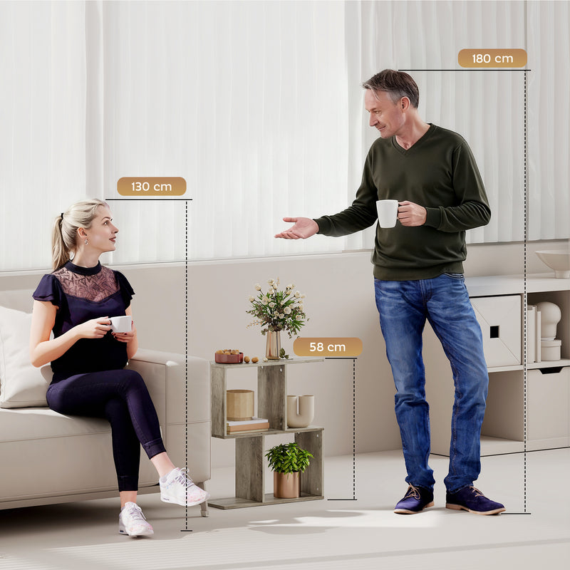 Slim S Shaped Side Table With 3 Storage Shelves Ideal For Small Spaces Grey