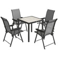 Outdoor Dining Set for 4 with Foldable Chairs and Compact Table for Small Gardens Grey Outsunny
