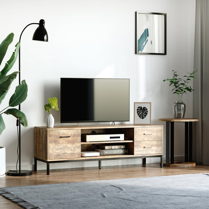 Light Industrial Style TV Stand Cabinet with Storage For 50" TVS Brown and Black by HOMCOM