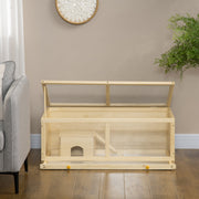 Wooden Hamster Cage with Sliding Tray and Openable Top for Syrian Hamsters by PawHut