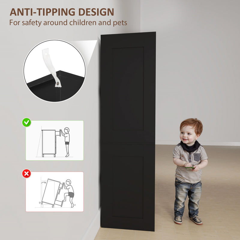 Modern 2 Door Bedroom Wardrobe with Hanging Rail and 3 Storage Drawers, High Gloss White