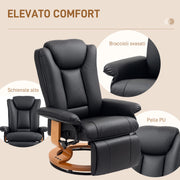Black Faux Leather Executive Recliner Chair with Padded Armrests For Home or Office by HOMCOM