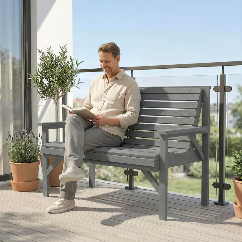 Garden Bench for Two with Curved Seat and Weather Resistant Finish Grey
