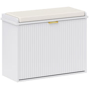 White Shoe Storage Bench with Padded Seat and Six Compartments by HOMCOM