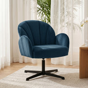 Accent Chair with Swivel Base and Supportive Shell Back for Bedroom Comfort Dark Blue Homcom