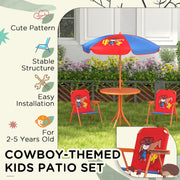 Kids Outdoor Picnic Table Set With Foldable Chairs And Adjustable Parasol For Garden Play