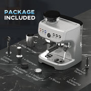 15 Bar Coffee Machine With Adjustable Grind Steamer and Accessories Silver by HOMCOM