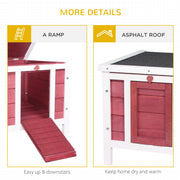 Wooden Rabbit Hutch with Run for Outdoor or Indoor Use Easy Access Design Red