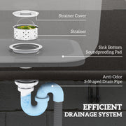 Silver Outdoor Utility Sink with Hot Cold Water Pipes and Shelf for Garage or Laundry by Outsunny