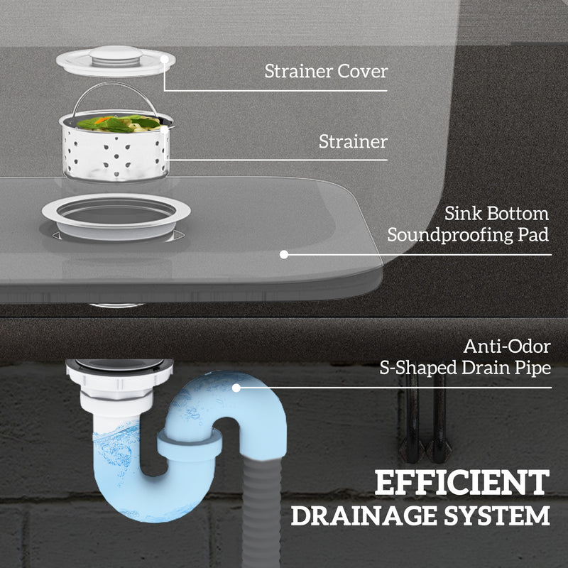 Silver Outdoor Utility Sink with Hot Cold Water Pipes and Shelf for Garage or Laundry by Outsunny