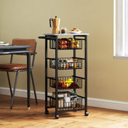 Grey Mobile Kitchen Island With Storage Baskets and Brakes by HOMCOM