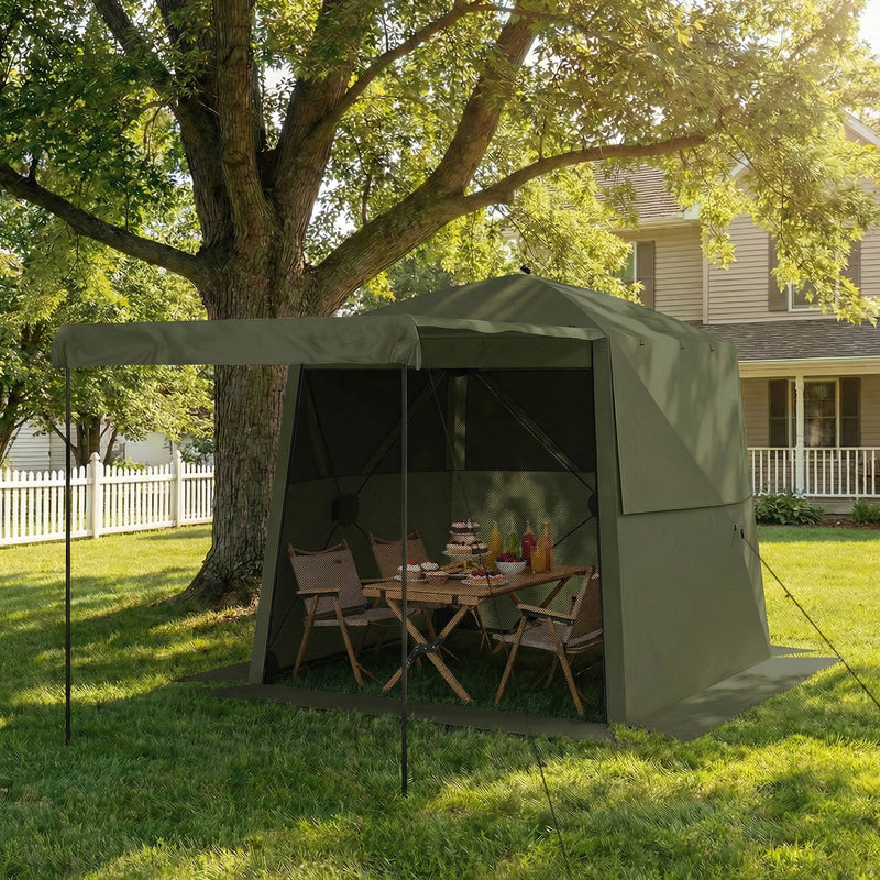 Pop Up Gazebo with Mesh Windows for Sun and Rain Shelter Easy Setup Outsunny