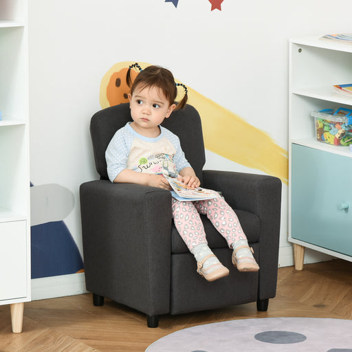 Kids 2 in 1 Armchair Sofa With Footrest Ideal for Playroom or Bedroom Use, Grey