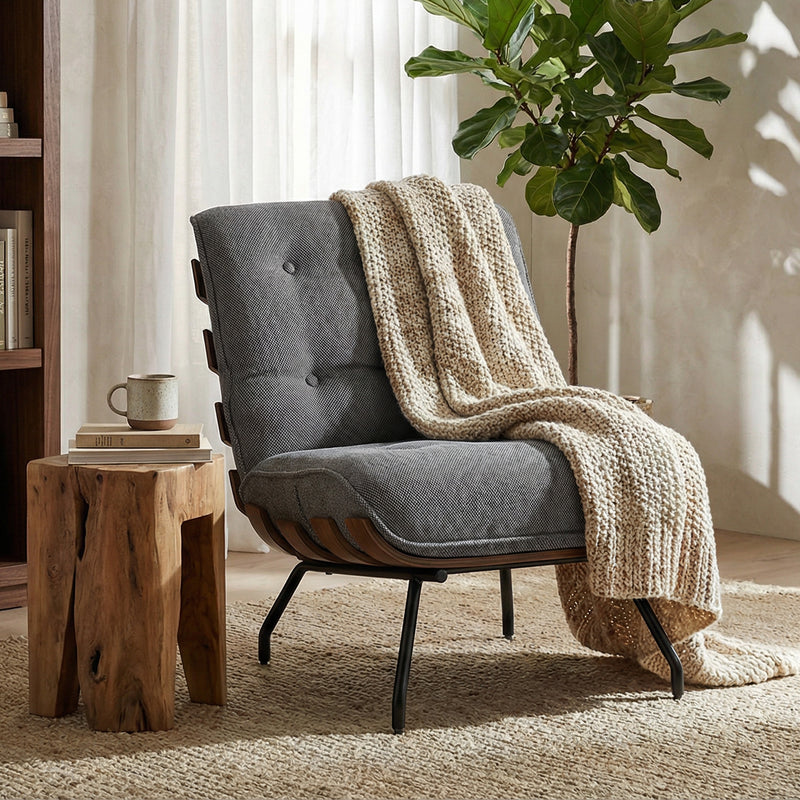 Modern Accent Chair with Thick Cushions for Comfortable Living Room or Bedroom Seating Dark Grey Homcom