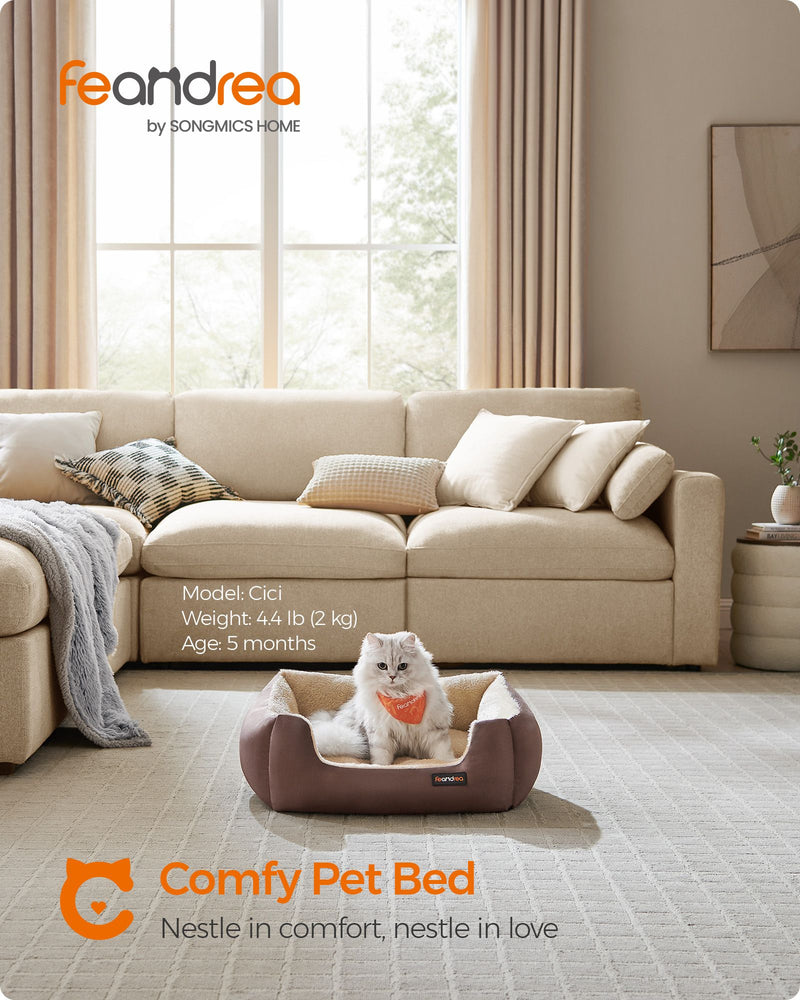 Washable Dog Bed in Coffee Brown Soft Cushioned Comfortable Pet Mattress by Feandrea